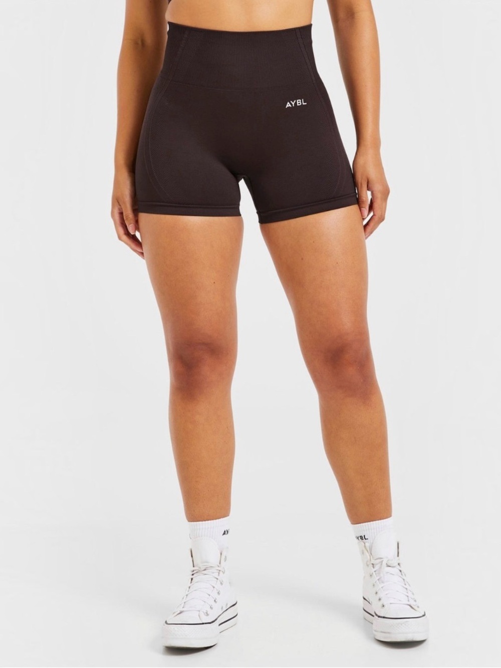 AYBL Dark Brown Balance V3 Seamless High Waisted Compression Workout Shorts XS